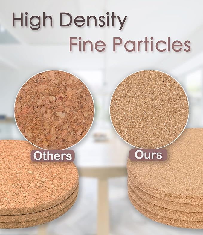 Cork Trivets for Hot Dishes, Hot Pots and Pans, 8 Inch 4 Pcs | High Density