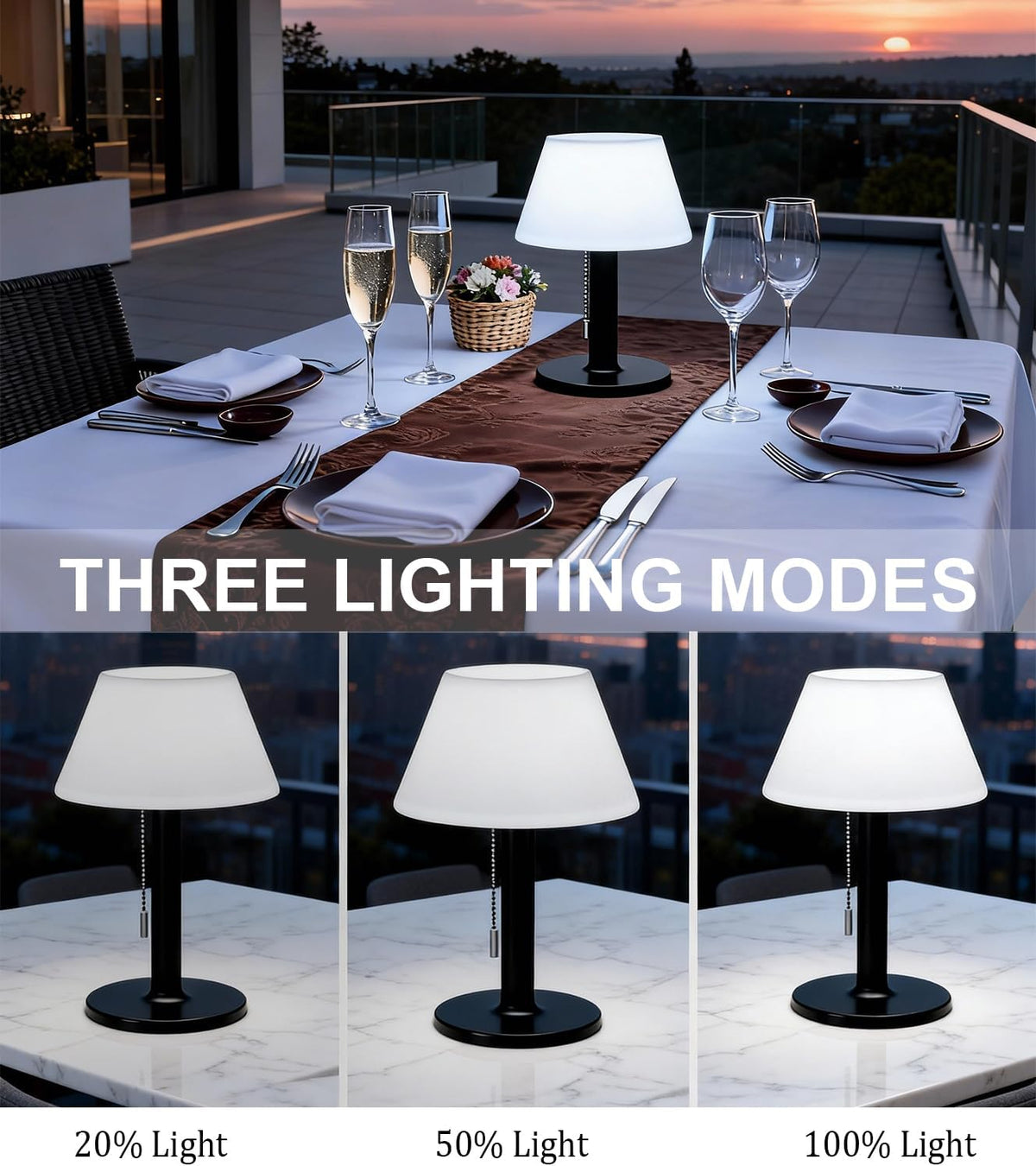 shumi Solar Table Lamp Outdoor Waterproof, Solar Desk Lamp LED for Patio