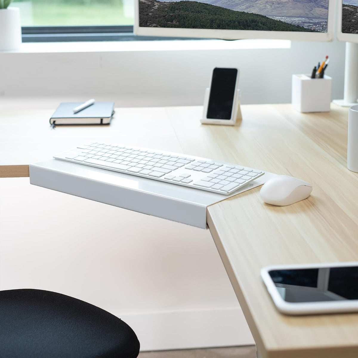 VIVO White 17 in Corner Desk Connector Platform, DESK-AC07SW