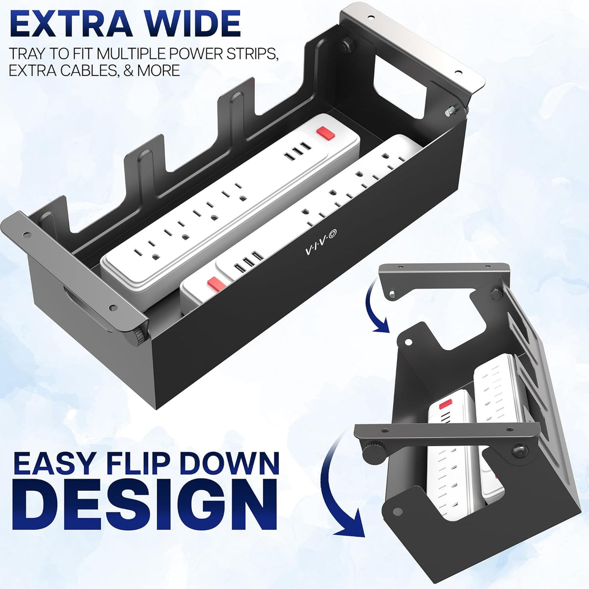 VIVO Black Flip-Open 16 in Cable Management Box, Desk-ACCBM1
