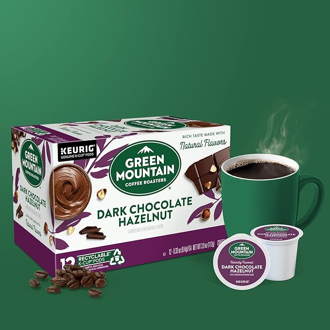 Green Mountain Coffee Roasters Dark Chocolate Hazelnut Coffee, Keurig Single Serve K-Cup Pods, 72 Count (6 Packs of 12)