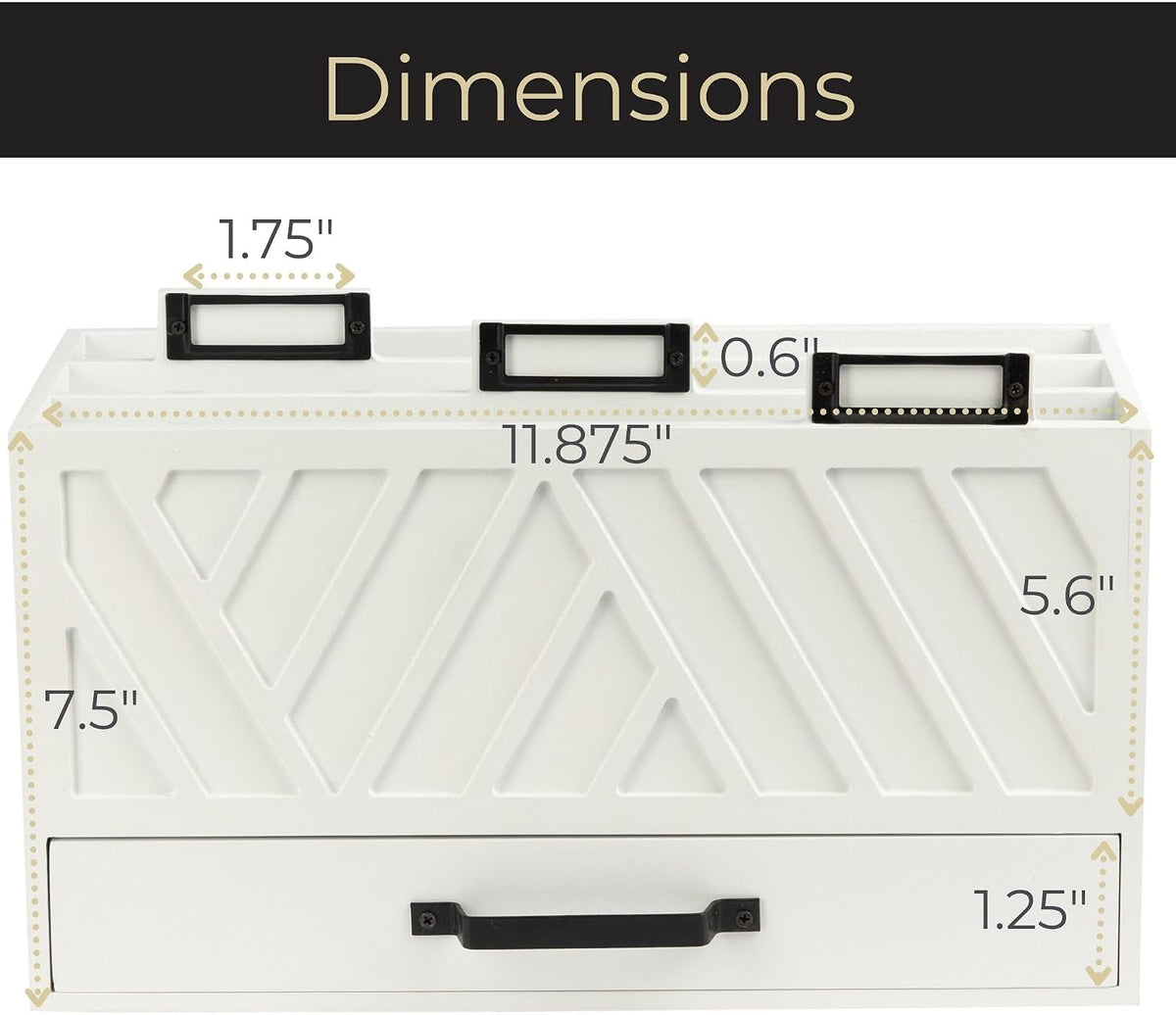BLU MONACO | Wooden Mail Organizer with Drawer and Gold Labels | Mail Sorter Organizer Countertop for Desk | Paper and Letter Sorter for Office Storage