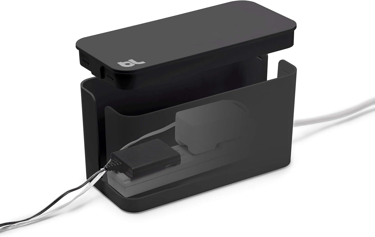 Bluelounge CableBox Mini Cable Management with Small Surge Protector, Black (CBM-BL)