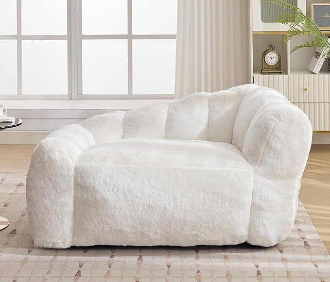 51 Inch Dog Sofa Couch for Large Medium Dogs up to 130 Lbs, Memory Foam Pets Sofa with Faux Fur Fabric Beige