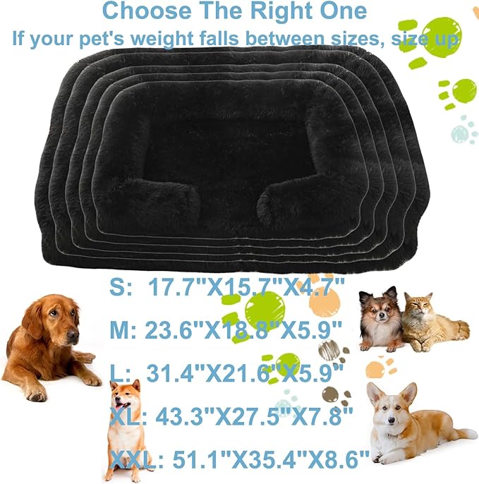 Dog Beds Large Sized dog Orthopedic, Sofa Dog Bed with Waterproof Lining and Nonskid Bottom, Rectangle Washable Dog Bed for Medium Small Dogs and Cats Comfortable ( Color : Black , Size : 43 x 27" )