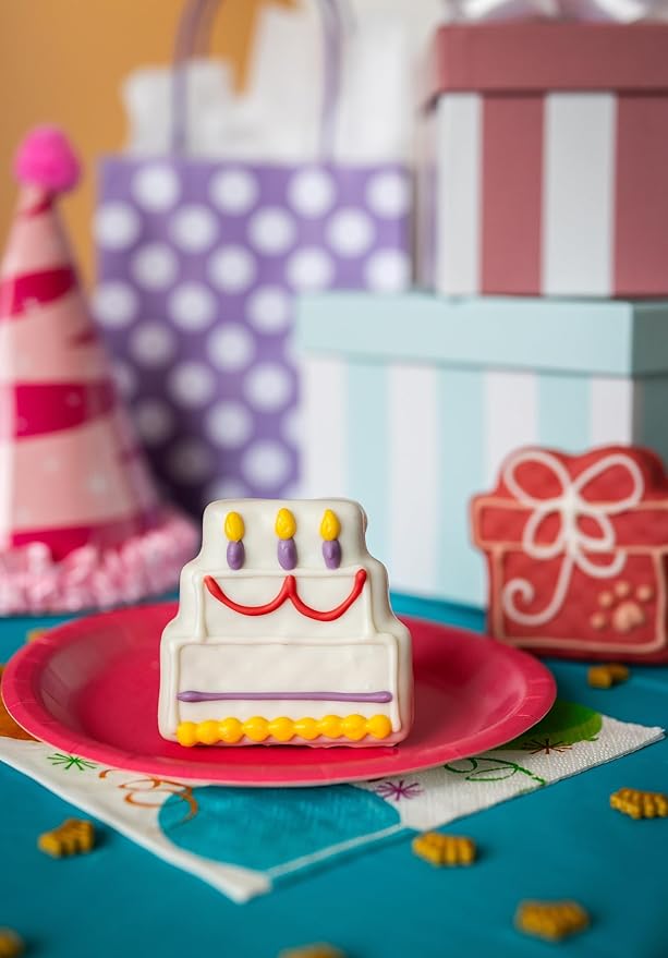Wufers Birthday Boy Cookie Box | Gifts for Dogs | Gourmet-Decorated Treats | Made with Locally Sourced Ingredients (Red - Birthday Girl)