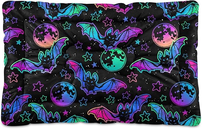 Halloween Bat Moon Pet Bed Cute Dog Bed Mat Absorbing Non Slip Pad Pet Sleeping Mat for Small, Medium, and Large Dogs Puppy Cat 24 in x 18 in