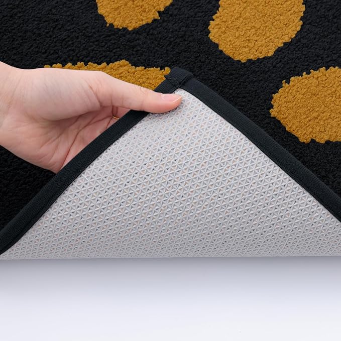 Buganda Dog Door Mat for Muddy Paws, Absorbent Dirt Trapper Washable Indoor Doormats, Non Slip Low-Profile Mud Mat for Dogs, Front Entrance Doormat for Inside Floor (30x20 Inches, Black and Yellow)