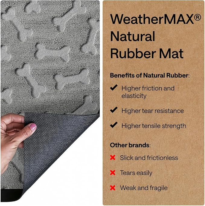 GORILLA GRIP 100% Waterproof All-Season WeatherMAX Doormat, US Designed Natural