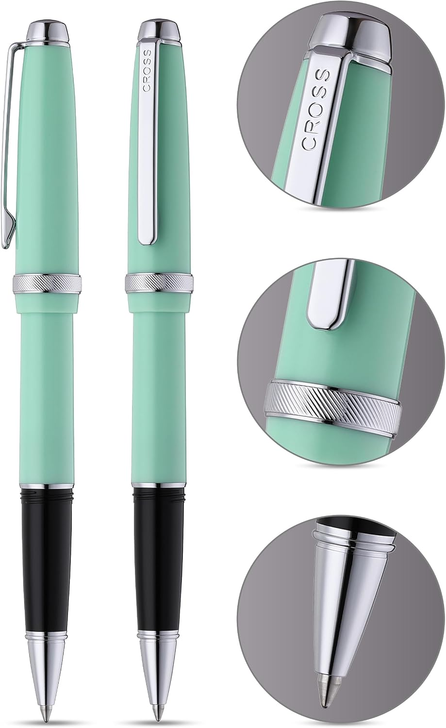 Cross Lume Seafoam Polished Chrome Ballpoint Pen, Medium Point, Black Ink