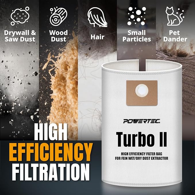 POWERTEC Fleece Filter Bag 5 Pack