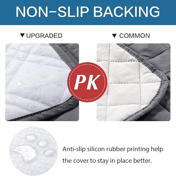 Waterproof Dog Bed Cover, Reversible Blanket Washable Pet Dog Pee Pad, Incontinence Underpads, Furniture Bed Couch Sofa Protector Cover Leak Proof for Dog Cat Kid, 82"x86" (Dark Grey)