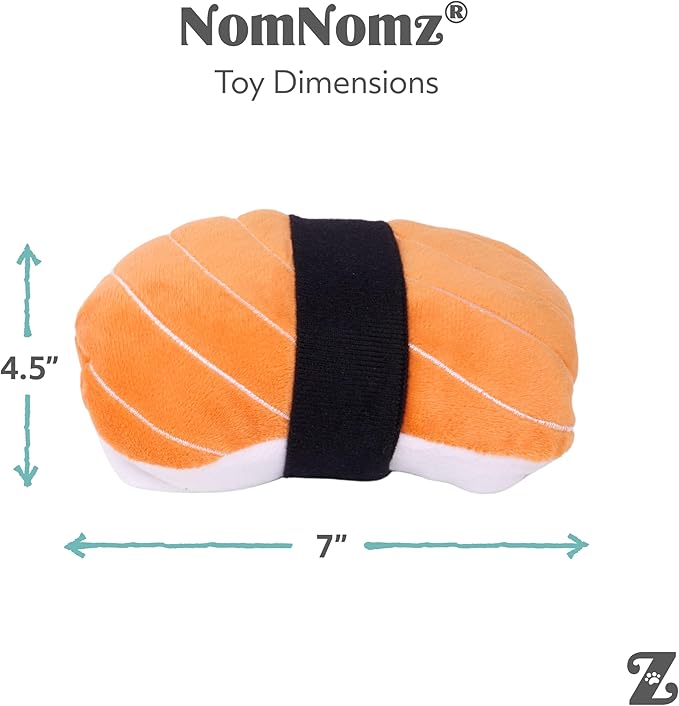 ZippyPaws NomNomz - Dog Squeaky Toys to Keep Them Busy, Funny Food Plush for Small & Medium Dogs, Cute Stuffed Puppy Toy, Pet Products, Gift for Dogs of All Breeds, Soft and Cuddly - Sushi