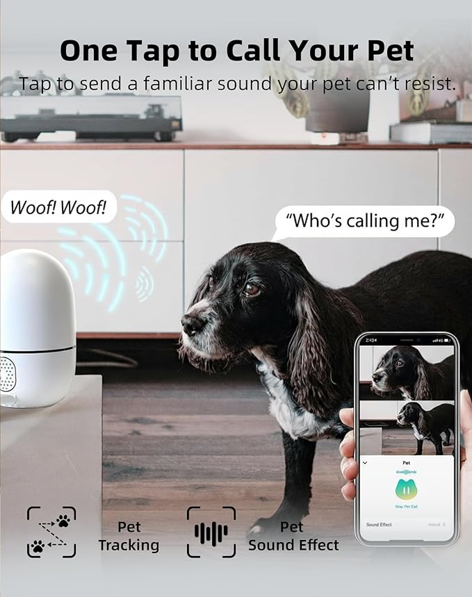 VIRTAVO XD1 Indoor Pet & Baby Camera, No Subscription Required, Dual-Lens 360° PTZ, Motion Tracking, 2-Way Audio, Night Vision, Cloud/SD Storage, Phone App, WiFi, 2-Pack,Power Adapter Included