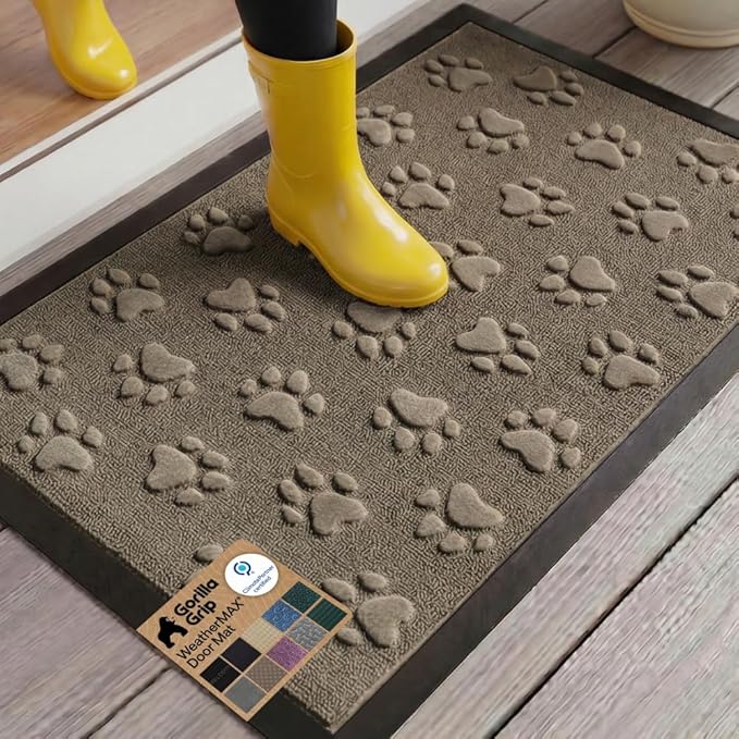 GORILLA GRIP 100% Waterproof All-Season WeatherMAX Doormat 35x23, US Designed
