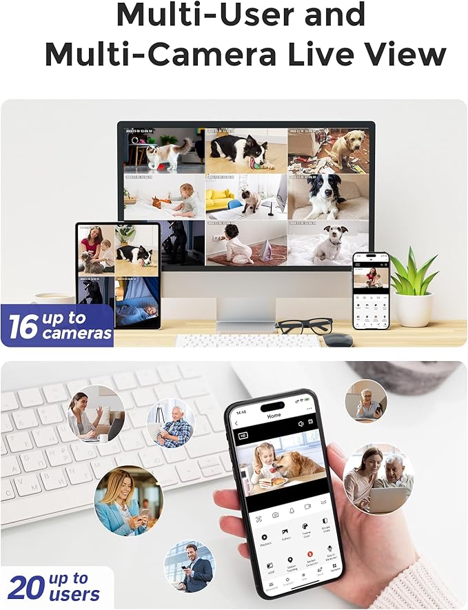 Hugolog 3K 5MP Indoor Pan/Tilt Security Camera with Auto-Focus,Ideal for Baby Monitor/Pet Camera/Home Security,Starlight Color Night Vision,Human/Pet AI,Two-Way Audio,US Cloud,Compatible with Alexa