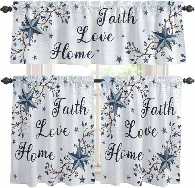 Texas Star Country Kitchen Curtains Set 3 Piece
