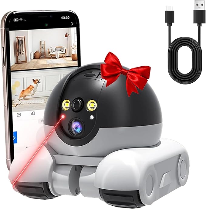Pet Cameras Indoor with Phone App, 1080p Dual Lens, P 360°/T 90° Rotation Monitoring, 2-Way Talk, Night Vision, Motion Detection, Video Recording (4G, Camera only)