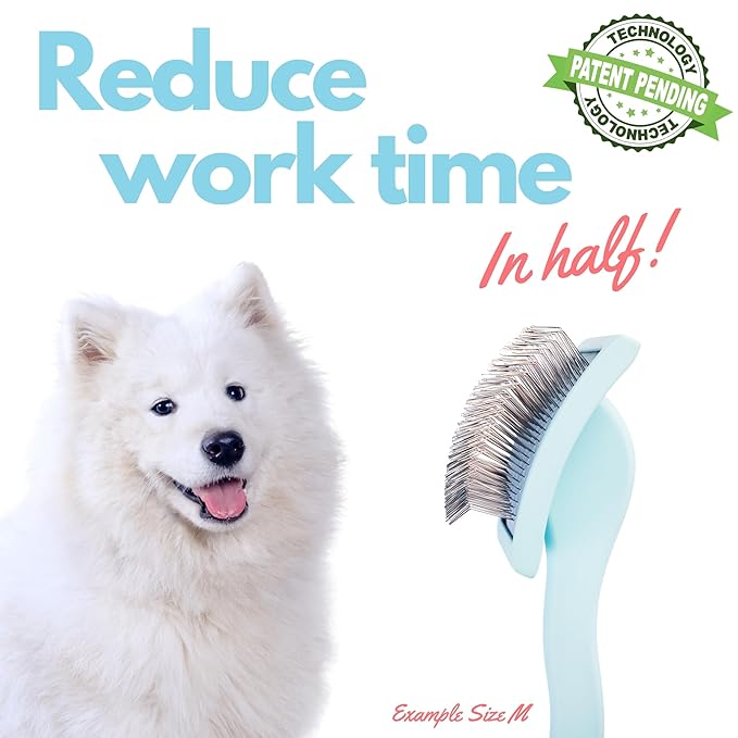 Pet Slicker Brush With Soft Massage Grooming Stainless Steel Pins - For Dematting, Shedding Fur, and Undercoat - Ideal Gift for Professional Pet Groomers - Long Slicker Brush