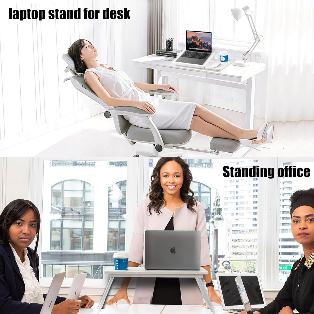 Laptop Desk for Bed Couch, Adjustable Foldable Bed Table with Cup Holder