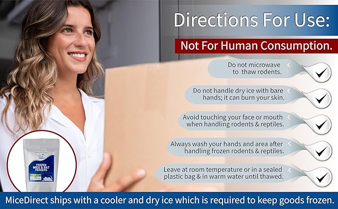 MiceDirect Frozen Mice Combo Pack of 20 Weanling & Small Adult Feeder Mice – 10 Weanlings & 10 Small Adults - Food for Corn Snakes, Ball Pythons, & Pet Reptiles - Snake Feed Supplies