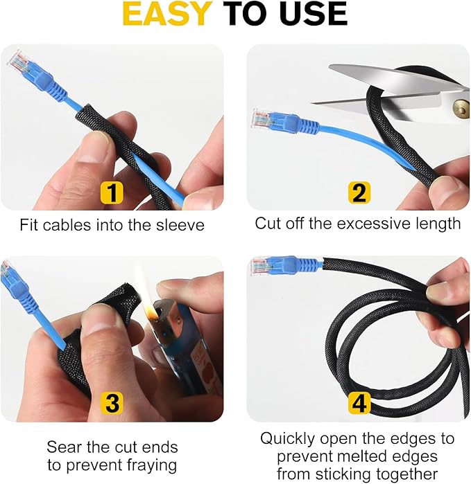 Cord Protectors from Pets No Chew, Ultra Durable Wire Protector Cord Covers for Pets, Flexible Cable Sleeve Cord Management for TV/Computer/Electric Wires/Phone Charging Cables (3/8"-10Feet)