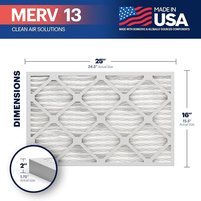BNX TruFilter 16x25x2 Air Filter MERV 13