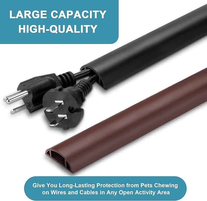 Floor Cable Cover 3ft Black, LZEOY Cord Covers for Wires on Floor, Cord Hider Floor Cable Management, Extension Cord Floor Cover Low Profile, Floor Cord Cover for Office/Carpet/Floor