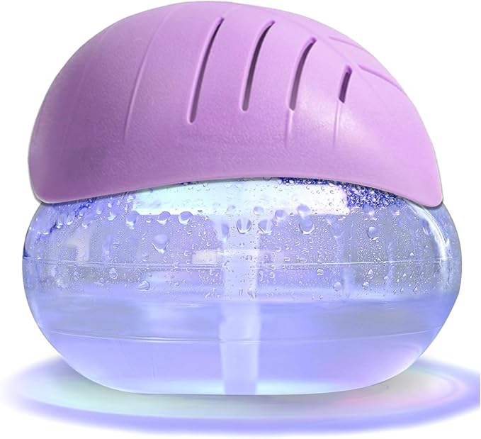 Air freshener (Purple) - for Home, Bedroom and Office - Essential Oil Aroma Diffuser with LED Coloured Night Light with Soothing Water Flow Sound - Water Filtered air Purifier for Pets and Smokers.