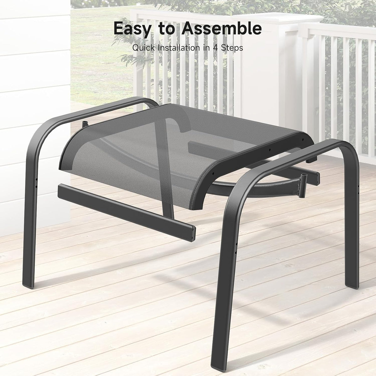 ONBRILL Outdoor Ottoman Set of 2, Oversized Outdoor Foot Rest, Grey