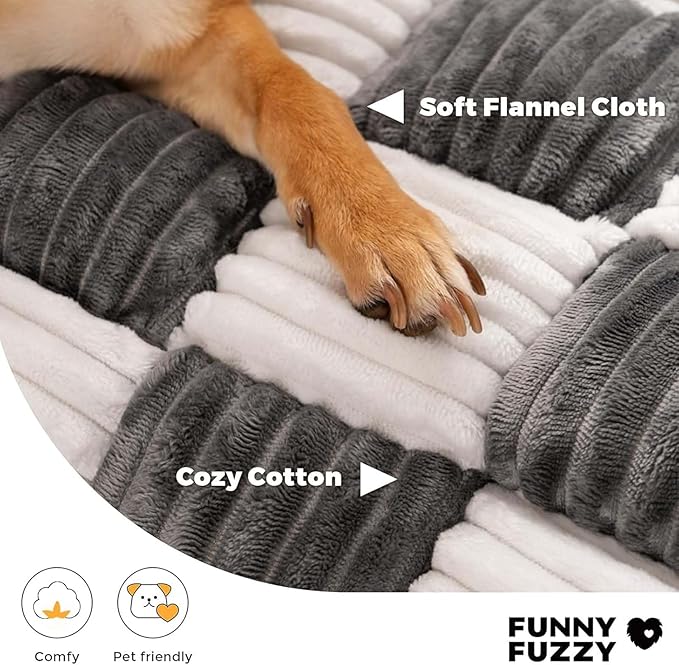 Pet Couch Covers for Sofa, Cat Dog Couch Cover Protector, Dog Bed Mat for Sofa Couch Furniture Protector Cream Square Plaid Cozy Dog Couch Cover