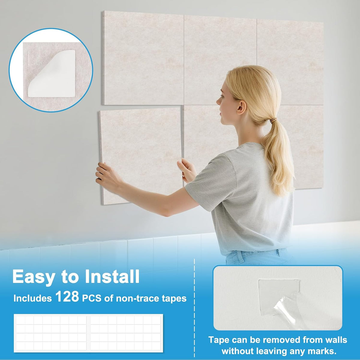DOLLAR BOSS Felt Cork Board Tiles, 24 Pcs 12" x 12" Bulletin Board, Beige