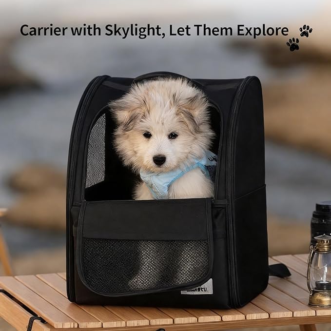 Cat Carrier Backpack,Steel Wire Frame More Stable,600D Wear-Resistant Oxford Fabric, Dog Carrier Cat Backpacks Suitable for Travel,Black
