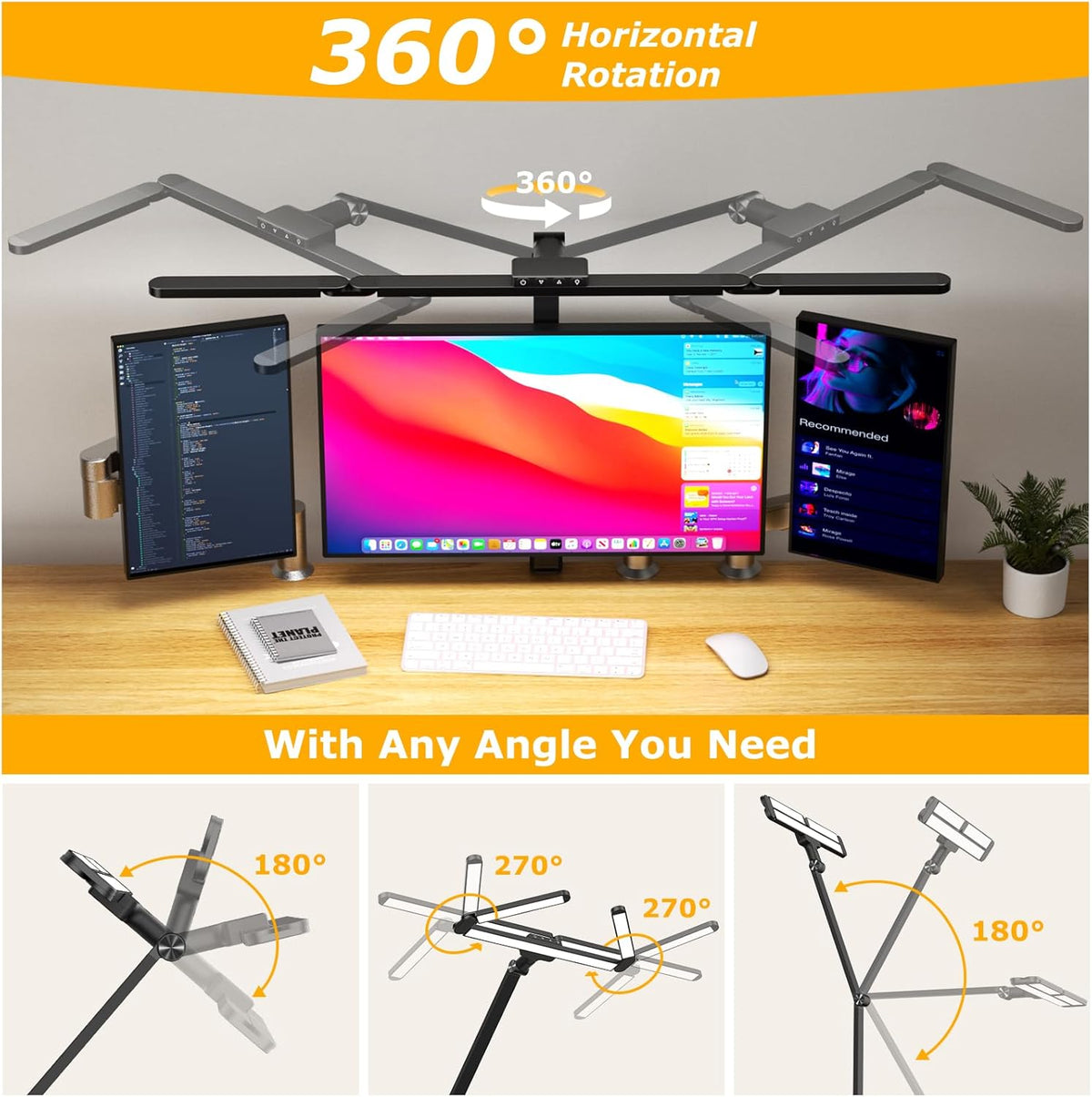 Airlonv LED Desk Lamp with Clamp, Architect Desk Lamp for Home Office with Remote, 24W Ultra-Bright Desk Light with Stepless Dimming and Stepless Color Temp, Memory Function for Study and Workbench