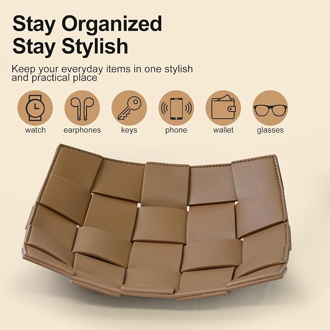 Valet Tray PU Leather Key Holder Bowl