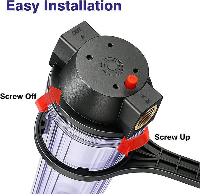 Geekpure 10-Inch Whole House Slim Water Filter Housing