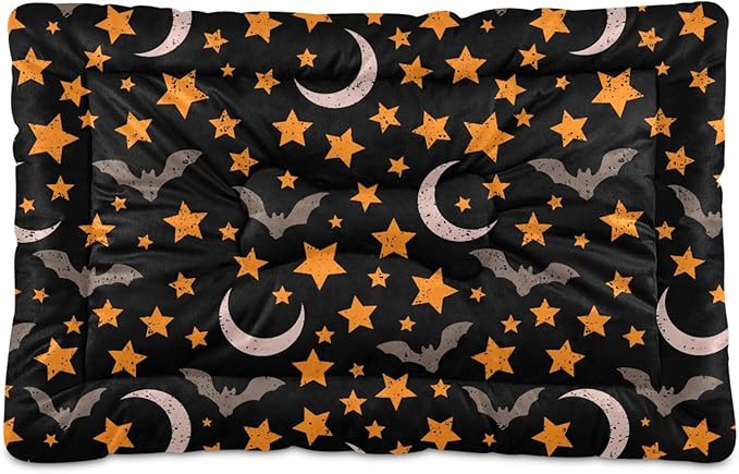 Pet Bed Halloween Moon Night Sky Bats Dog Bed Mat Absorbing Non Slip Pad Pet Sleeping Mat for Small, Medium, and Large Dogs Puppy Cat 36 in x 24 in