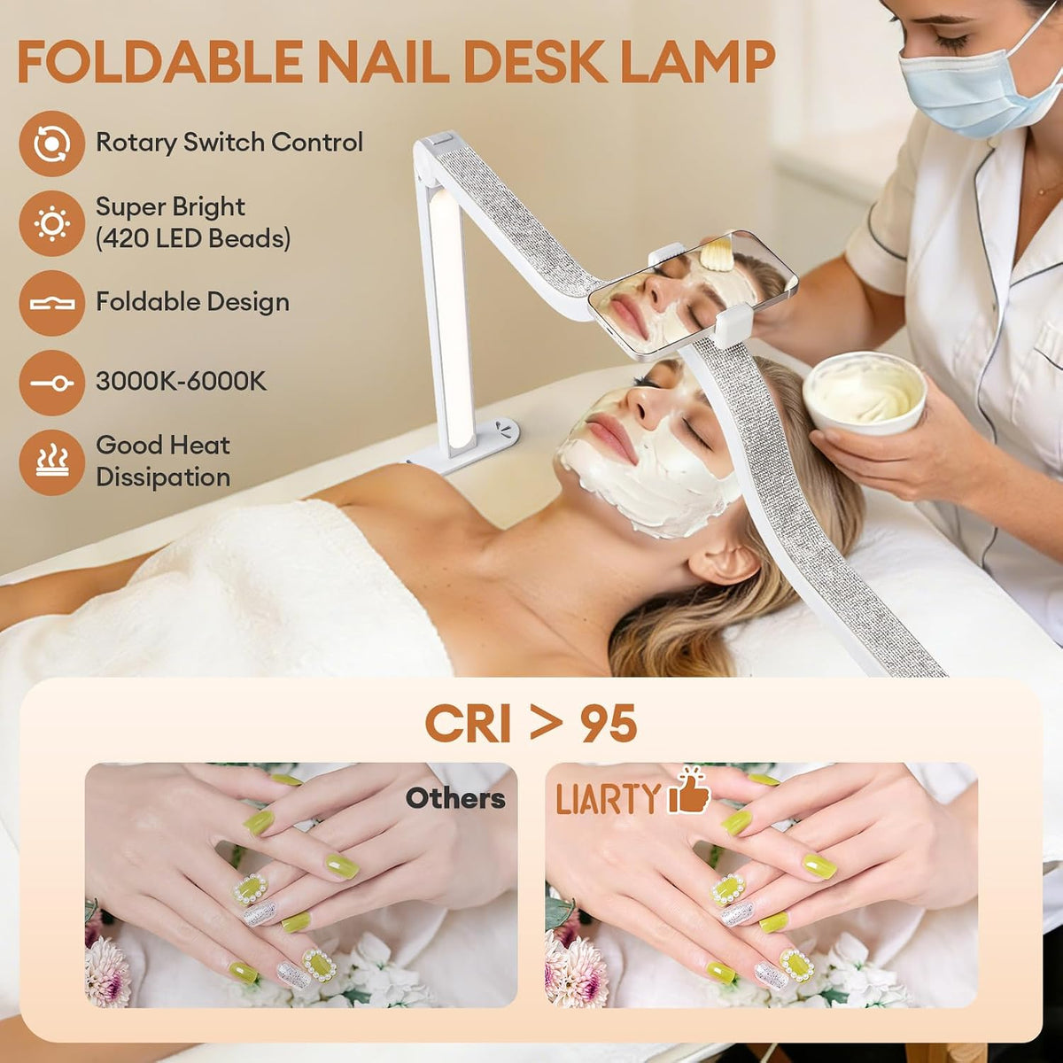 Arch Half Moon Light - Nail Lamp for Desk Foldable Nail Tech Light
