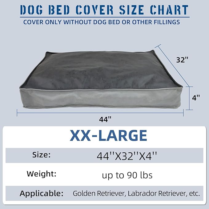 Dog Bed Cover, Comfortable and Quiet Dog Bed Covers for Pet Mat Bed,Washable Removable Cover，Faux Leather Pet Nest, 44" L x 32" W x 4" H，Cover Only
