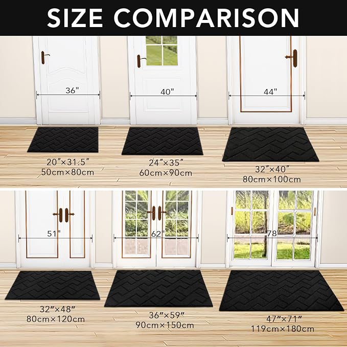 hicorfe Front Door Mat Outside Entrance, Stain and Fade Resistant, Non Slip