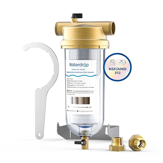 Waterdrop Mega Spin Down Sediment Filter, Reusable Whole House Water Filter