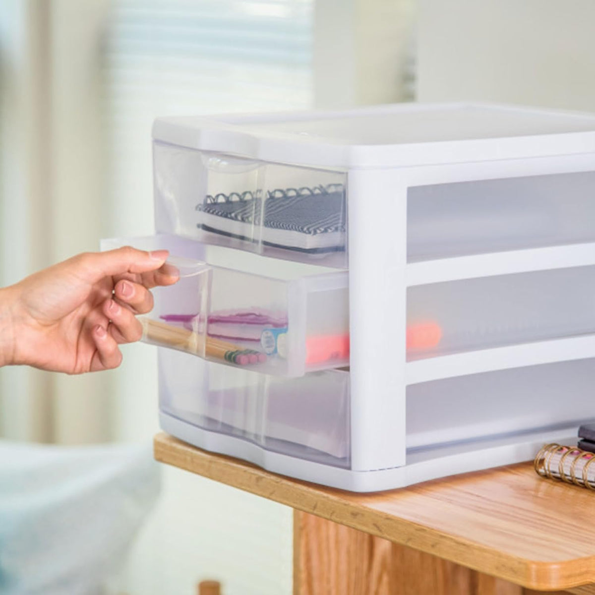 Sterilite ClearView 3-Drawer Cart Small Plastic Storage Organizer, 12-Pack