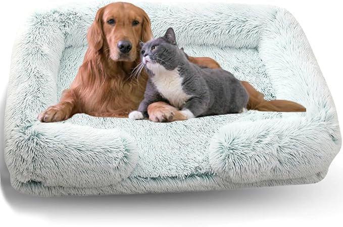 Dog Beds Medium Large Size Dog, Calming Dog Bed with Removable Washable Cover, Waterproof Lining and Nonskid Bottom(Gradient-Green,XXL)