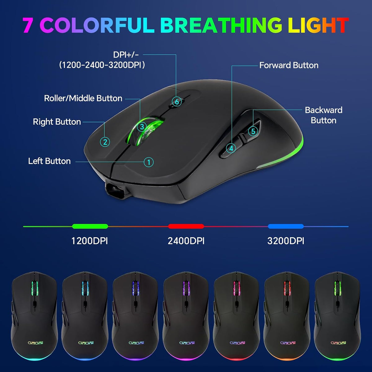 CHONCHOW 60% Wireless Gaming Keyboard and Mouse Combo,LED Backlit