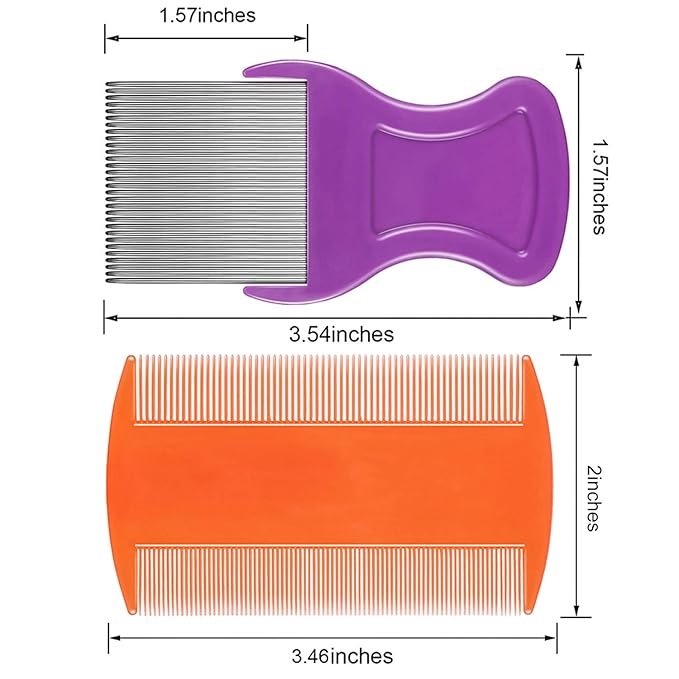 Maitys 8 Pieces Flea Lice Combs Double Sided Lice and Nit Removal Hair Grooming Plastic and Metal Comb for Humans Pets(3.5 x 2 Inch, 3.54 x 1.57 Inch,Orange, Blue, Purple, White)