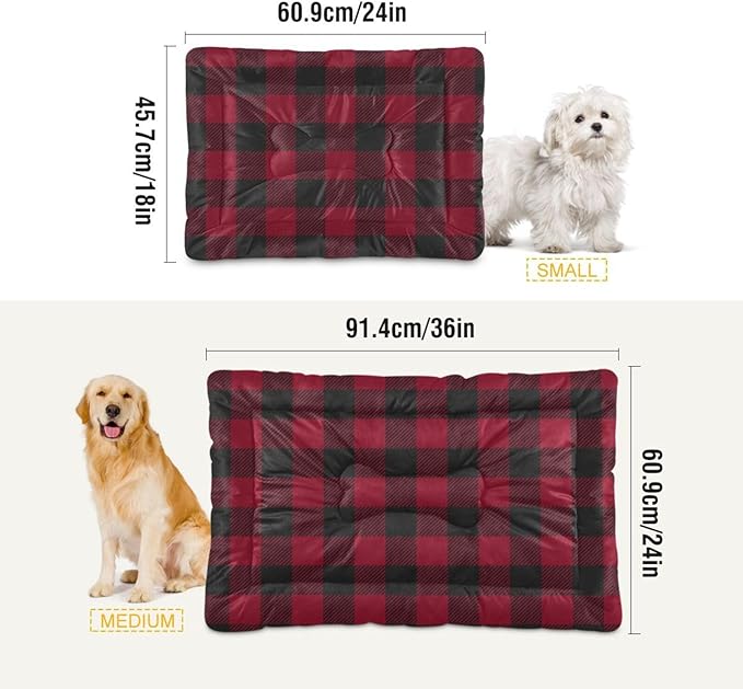 Red and Black Buffalo Plaid Christmas Pet Bed Cute Dog Bed Mat Absorbing Non Slip Pad Pet Sleeping Mat for Small, Medium, and Large Dogs Puppy Cat 24 in x 18 in