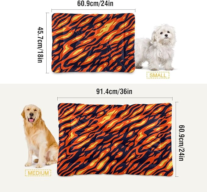 Fire Flame Pet Bed Cute Dog Bed Mat Absorbing Non Slip Pad Pet Sleeping Mat for Small, Medium, and Large Dogs Puppy Cat 24 in x 18 in
