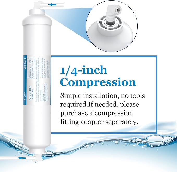 Inline Water Filter for Ice Maker, Refrigerator, Under-Sink Reverse Osmosis