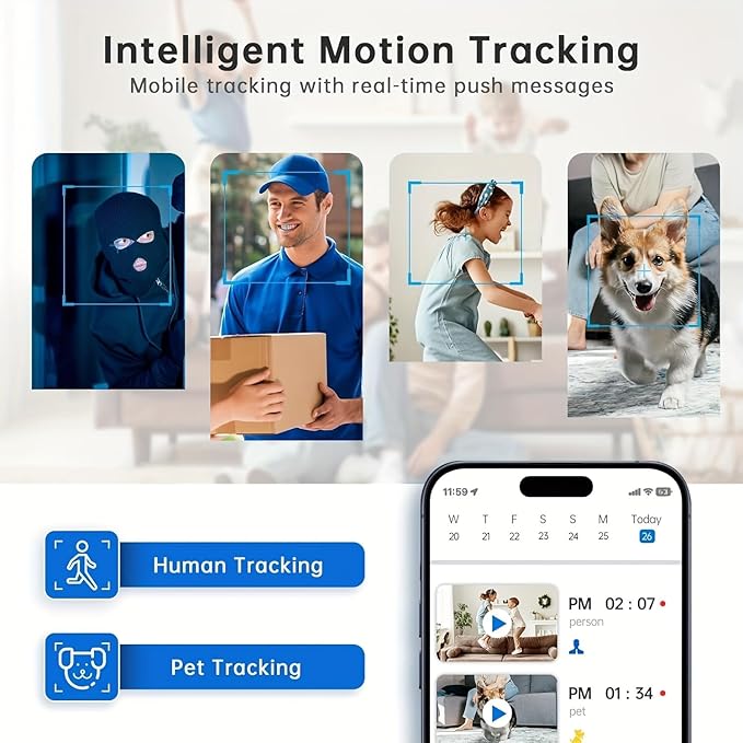 Indoor Camera Robot, 3MP 5g/2.4ghz WiFi Pet Robot Cam with Phone App, Nanny Cam Dog Cam with Audio/Video, Spy Camera 2-Way Audio Motion Tracking 7/24 Night Vision