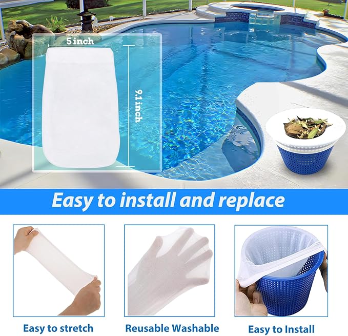 40-Pack Pool Skimmer Socks, Ultra Fine Mesh Screen Skimmer Filter Socks